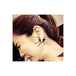 Charm Fashion Womens Halloween Black Spider Earrings Unisex Holiday Gift Drop Delivery Jewelry Dhwty