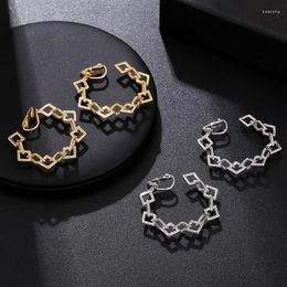 Backs Earrings Retro Punk Carved Texture Chain Hoop Clip For Women Statement Gothic Non Pierced 2023 Fashion Street Jewellery