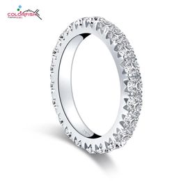 Cluster Rings COLORFISH 925 Sterling Silver 3mm Round Cut Full Eternity Ring For Women SONA Simulated Diamond Engagement Wedding Band