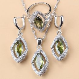 Necklace Earrings Set 2023 Original Design 925 Mark Fashion With Green Cubic Zirconia And Women Wedding Costume