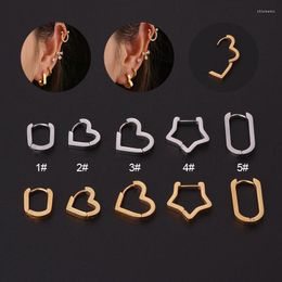 Hoop Earrings 1 Pcs Stainless Steel For Women Men Gold Color Punk Hip Hop Geometric Party Jewelry Gift 2023