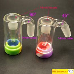 Wholesale mini cheap Glass Ash Catcher 14mm 18mm Water Bong Pipes Ash Catchers Bubbler Ashcatcher 45 90 Degree with Silicone Wax Jar