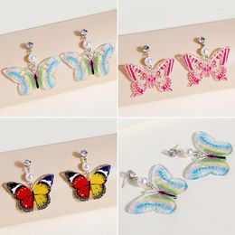 Dangle Earrings Minar Cute Romantic Multiple Resin Butterfly Earring For Women Painting Clear Simulation Party Jewelry