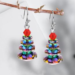 Dangle Earrings Luxurious Silver Colour Metal Carving Christmas Tree For Women Fashion Inlaid White Zircon Earring