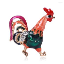 Brooches Cute Enamel Chicken Women Unisex 2-color Rhinestone Rooster Cock Party Casual Brooch Pins Clothing Coat Jewellery