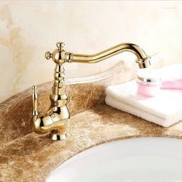 Bathroom Sink Faucets Brass Titanium Plated Gold-plated Washbasin And Cold Faucet