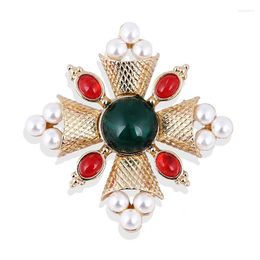 Brooches Cross Brooch Pin Metal For Women Men Vintage Pearl Pins Clothes Hat Bag Scarf Clip Jewellery Accesories