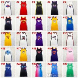 Kadın Elbiseler Tasarımcı Seksi Basketbol Harf Desen Baskılı Günlük Elbise Çift 8-şerit Kolsuz Tek Parça Etek Taraflı