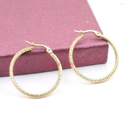 Hoop Earrings Wholesale Price 5pair Lot Gold Stainless Steel 30mm Round Shape Simple Design Wire Earring Women Holiday Jewelry