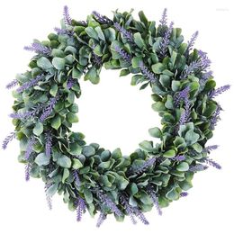 Decorative Flowers Front Door Wreath 18 Inch Artificial Lavender Wreaths Christmas Wedding Decor Winter Spring Summer Fall Boxwood Outdoor