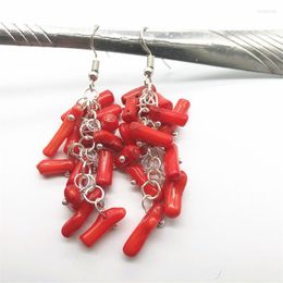 Dangle Earrings Cluster Red Coral Handmade Most Beautiful Gift Hook For Women Girl Drop Jewellery Accessories