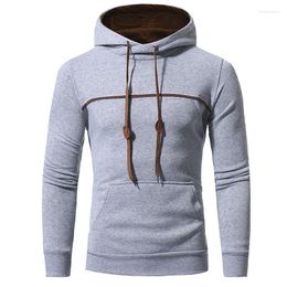 Men's Hoodies Autumn And Winter Striped Color Matching Men Casual Hooded Sweatershirt Jacket Fashion Pullover Coat Overcoat