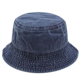 Berets Vintage Washed Denim Bucket Hat Blank Jean Fishing Cap Flat Top Fisherman Sun Wide Brim Beach Panama Outdoor Sports SunhatBerets