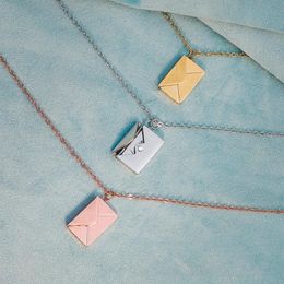 Pendant Necklaces Women's Envelope Necklace Titanium Steel Lettering Rose Gold Jewelry Chain