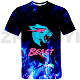 Herren T -Shirts Hip Hop 3d Anime Mr Wolf Beast Lightning Cat Tops übergroß