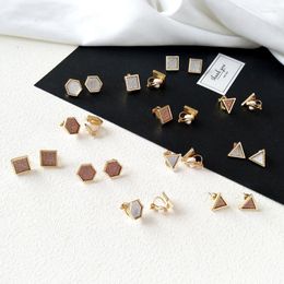 Backs Earrings Vintage Simple Ear Clip Pierced No Hole Square Triangle Round Brown Geometric Cip Without Piercing For Women