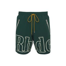 Rhude Shorts with Model Size S-xl Designer Summer Fashion Beach Pants Men High Quality Street Wear Red Blue Black Purple 5 Colours Mens Short Lpm