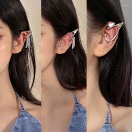 Stud Earrings Punk Fairy Clip For Women Goth Irregular Metal Ear Cuffs Unusual Statement Design No Piercing Korean Fashion