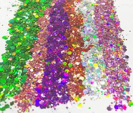 Glitter de unha 1kg 24color laser em pó brilhante em massa de tamanho misto resina epóxi enchendo lantejas de outono holográfico whole9655142