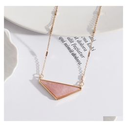 Pendant Necklaces Triangle Blue Pink Quartz Turquoise Necklace Natural Stone Brand Gold Plated For Women Jewellery Gift Drop Delivery P Dh8M5