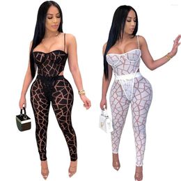 Women's Two Piece Pants Personality Street Design Sneaky 2023 Women's Clothing Sexy Suit Mesh Two-Piece Set Nightclub Summer