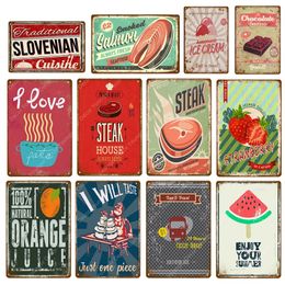 vintage BBQ Meat art painting Steak House Decor Pasta Metal Signs Fast Food Poster Pub Bar Kitchen Home Wall personalized Decoration tin sign Size 30X20CM w02