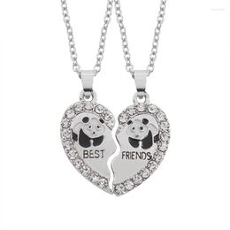 Pendant Necklaces Fashion Latest Friends Series Animal Panda Rhinestone Necklace Cute Girl Friendship BFF Jewelry Holiday Gift Selection