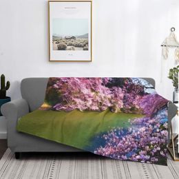 Blankets Cherry Blossoms Blanket For Couch Bed Super Soft Cozy Plush Microfiber Fluffy Lightweight Warm Flannel 80"x60"