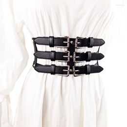 Belts Women's Punk PU Leather Waist Straps Body Harness Belt Adjustable Buckle Chain With Multi LayerBelts