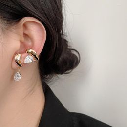 Backs Earrings Korean Geometric Hook Crystal Ear Cuff Fake Piercing Crystals Earcuff Faux For Women Water Dot Clip On Cuffs Jewellery