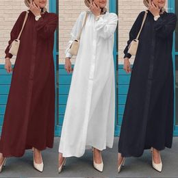 Ethnic Clothing Shirt Linen Dress Maxi Abaya Loose Gowns Hijab Cardigan Kimono Muslim Long Robe Mubarak Vestidos Eid Ramadan Islamic