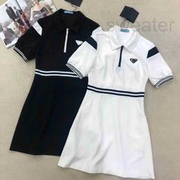 Casual Dresses Designer Fashion Women Short Skirt Waist for Spring Summer Sports Style Button Zipper Loose Dress White Black S-L IVQP