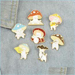 Cartoon Accessories Colorf Mushroom Musical Instruments Pins Alloy Shiitake Modelling Collar Brooches Children Music Festival Gift Cl Dhqtz