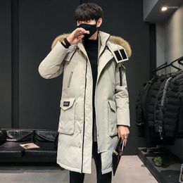 Men's Down Han Edition Handsome Young Man The Winter 2023 More Warm Hooded Jacket Male Windproof Coat