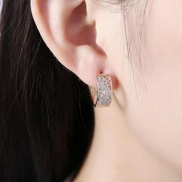 Hoop Earrings Women Earring Clasps Flower Pattern Openwork Small Zirconia Hoops Gold Silver Wide SUB Sale