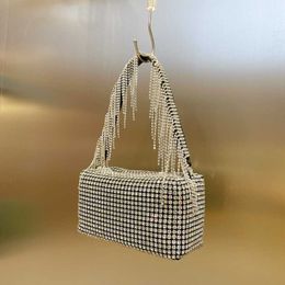 Bling Rhinestone Evening Clutch Bag Women Korean Designer Diamond Chain Dinner Party Handbag Purse Lady Square Tote Shoulder Bag 230304 230220