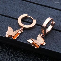 Stud Earrings Trendy Jewelry Rose Gold Double Matte Butterfly For Women Girls Bridesmaid Lovely Animal Studs Pendientes Gifts