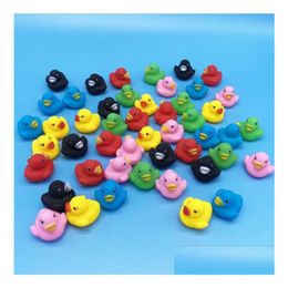 Bath Toys Bathing Ducks Animals Colorf Soft Rubber Float Squeeze Sound Squeaky Classic Duck Plastic Bathroom Swimming Toy Drop Deliv Dh1Ab