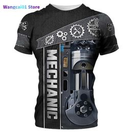 Men's T-Shirts 2023 Summer Fashion Mens T Shirt Personalised Name Mechanic 3D All Over Printed Tops Unisex Tshirts Street Casual Sports T-shirt 0304H23