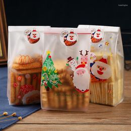 Christmas Decorations 50PCS Cute Transparent Bags Pattern Bag For Candy Box Biscuit Packaging Gift Xmas Cookie Sealing 2023