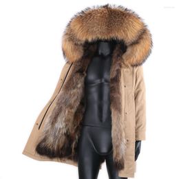 Men's Down Men Real Fur Parka With Removable Raccoon Liner Hood Winter Long Warm Coat Jacket