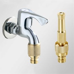 Kitchen Faucets 12" 34" Brass Hose Nozzle High Pressure for Car or Garden Adjustable Water Sprayer from Spray to Jet HeavyDuty Hose Nozzle J230303