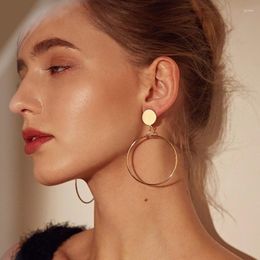 Hoop Earrings 1pair Metal Gold Big Circle For Women's Jewelry Fashion And Personality Disc Earring Holiday Gifts