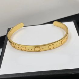 Gold-Plated Cuff Bracelet Classic Simple Brass Material Celebrity Personality Bracelet Pulsera High Quality W 94