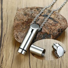 Pendant Necklaces Stainless Steel Cremation Jewellery Ash Urn Necklace For Men Hip Hop Male GiftsPendant
