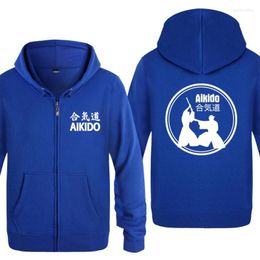 Men's Hoodies Aikido Creative Novelty Men 2023 Fleece Zipper Cardigans Hooded Sweatshirts