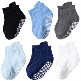 Socks 6 Pairs/Lot Stripe Children's Anti-Slip Boat For Baby Boys Girls Kids Short Cotton Size 0 To 5 Years