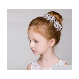 Hair Accessories Flower Girls Crown Band Wedding Floral Kids Headband Garland Girl Pearl Wreath Party Headpiecehair Drop Delivery Ba Dha7X