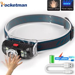 Headlamps 80000LM Motion Sensor Headlamp 7 LED Headlight USB Charging Head Lamp Waterproof Camping Fishing Light Work With Magnet