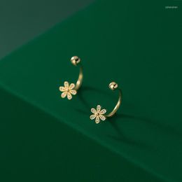 Stud Earrings Cute Real. 925 Sterling Silver Fine Jewellery Flower &Lucky Ball Screw Ear Tassel C-G8269